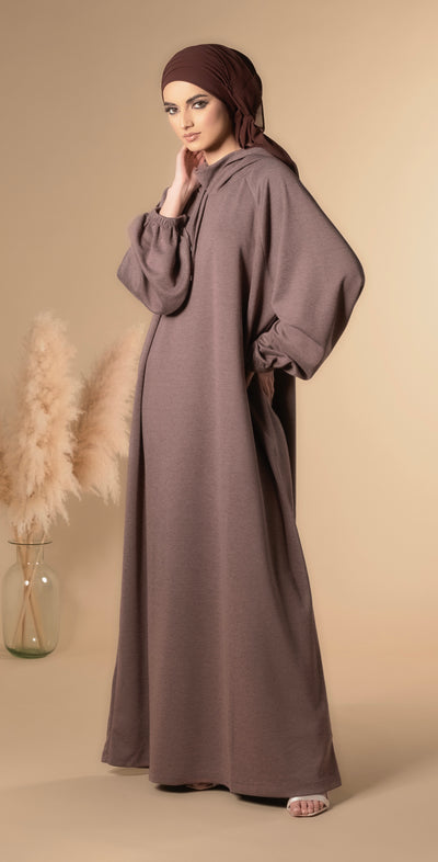 brown hooded abaya