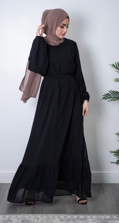 Aaliya Collections Black peplum abaya An elegant peplum abaya dress perfect for all occasions